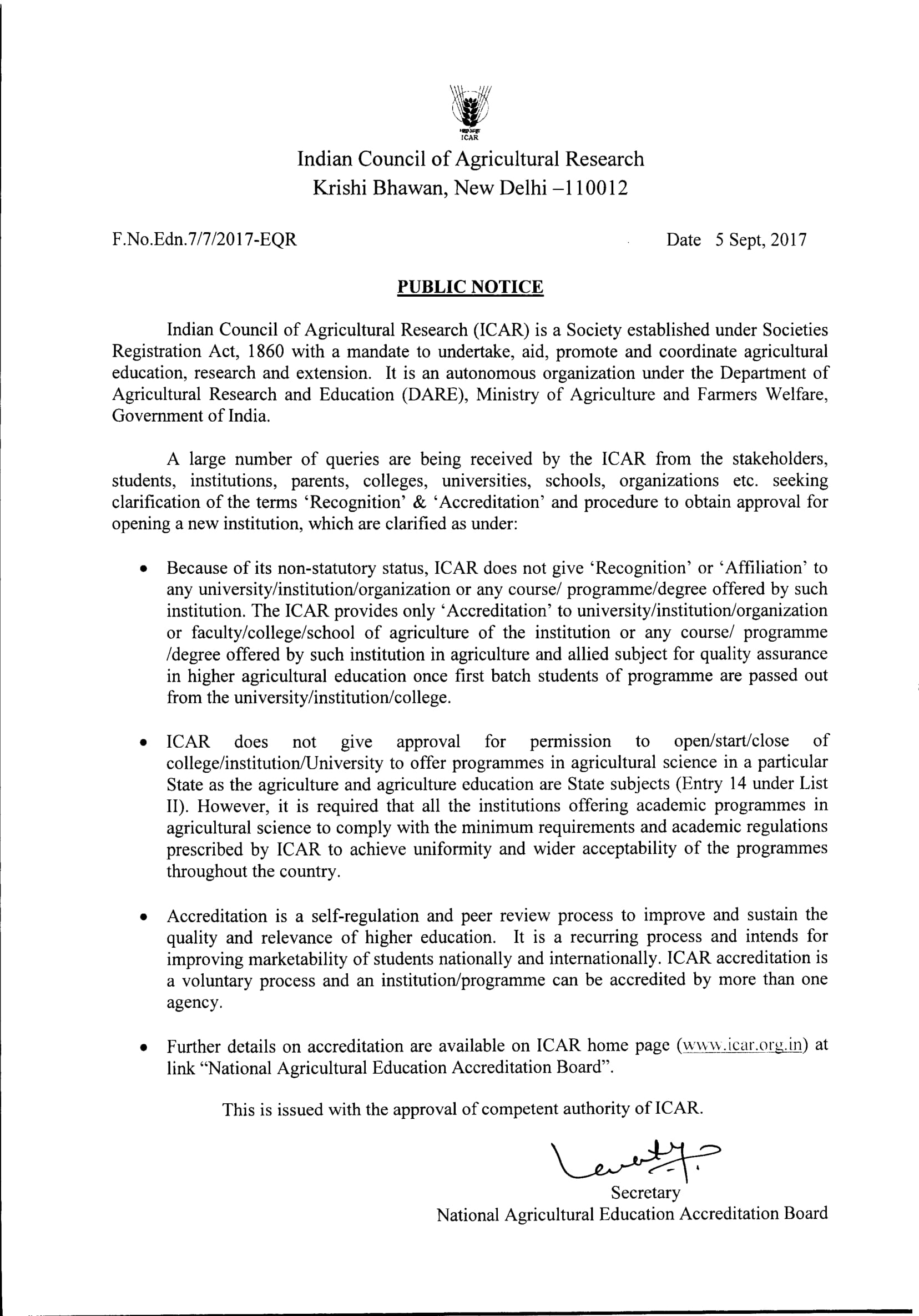 Is ICAR compulsory for B.Sc (Agriculture) course ?